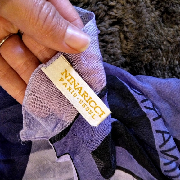 Nina Ricci Logo Silk Scarf Purple - Picture 5 of 6